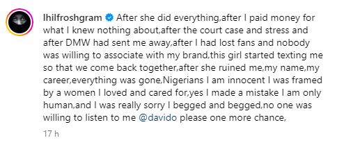 You are lying - Lilfrosh?s ex, Taiwo, speaks after the singer claimed she framed him up with the domestic violence allegations three years ago