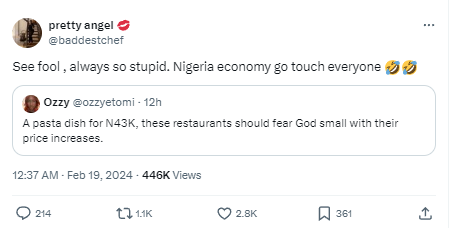 "Nigeria economy go touch everyone" Writer Ozzy Etomi is called out for complaining about price of food months after shaming someone else for doing same