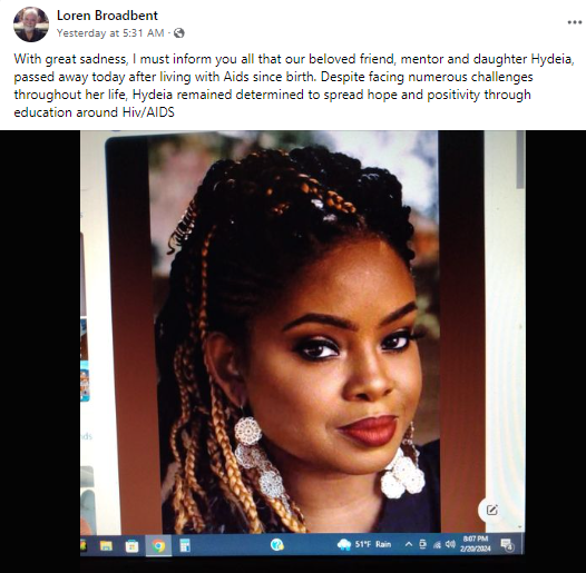 Prominent HIV activist, Hydeia Broaadbent, who rose to fame as a child when she appeared on TV to discuss being born with the disease dies at 39