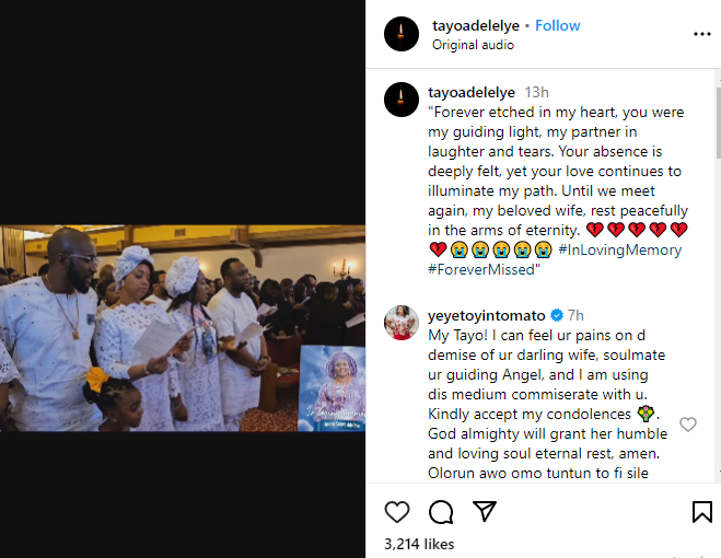 US-based Nigerian actor Tayo Adeleye loses wife