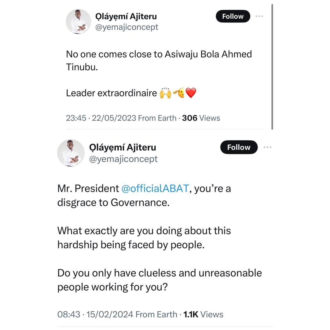 If you lack understanding of what to do, it?s best you resign and step aside.  People are suffering- Nigerian man who campaigned for President Tinubu tweets