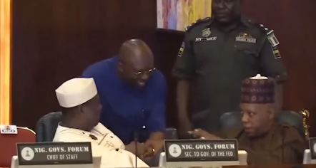 Moment Rivers state Governor, Sim Fubara and his predecessor, Nyesom Wike, met at the state council chambers in the Presidential villa (video)