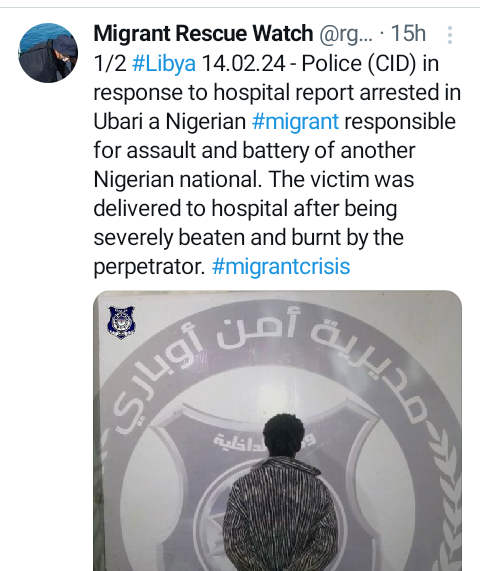 Nigerian man arrested for allegedly assaulting and burning fellow Nigerian in Libya