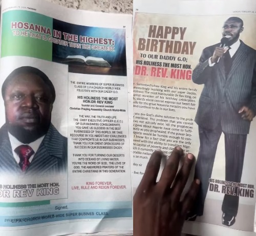 Well wishers take out 13 pages out of a Daily newspaper to wish Rev. king a Happy Birthday while on death row