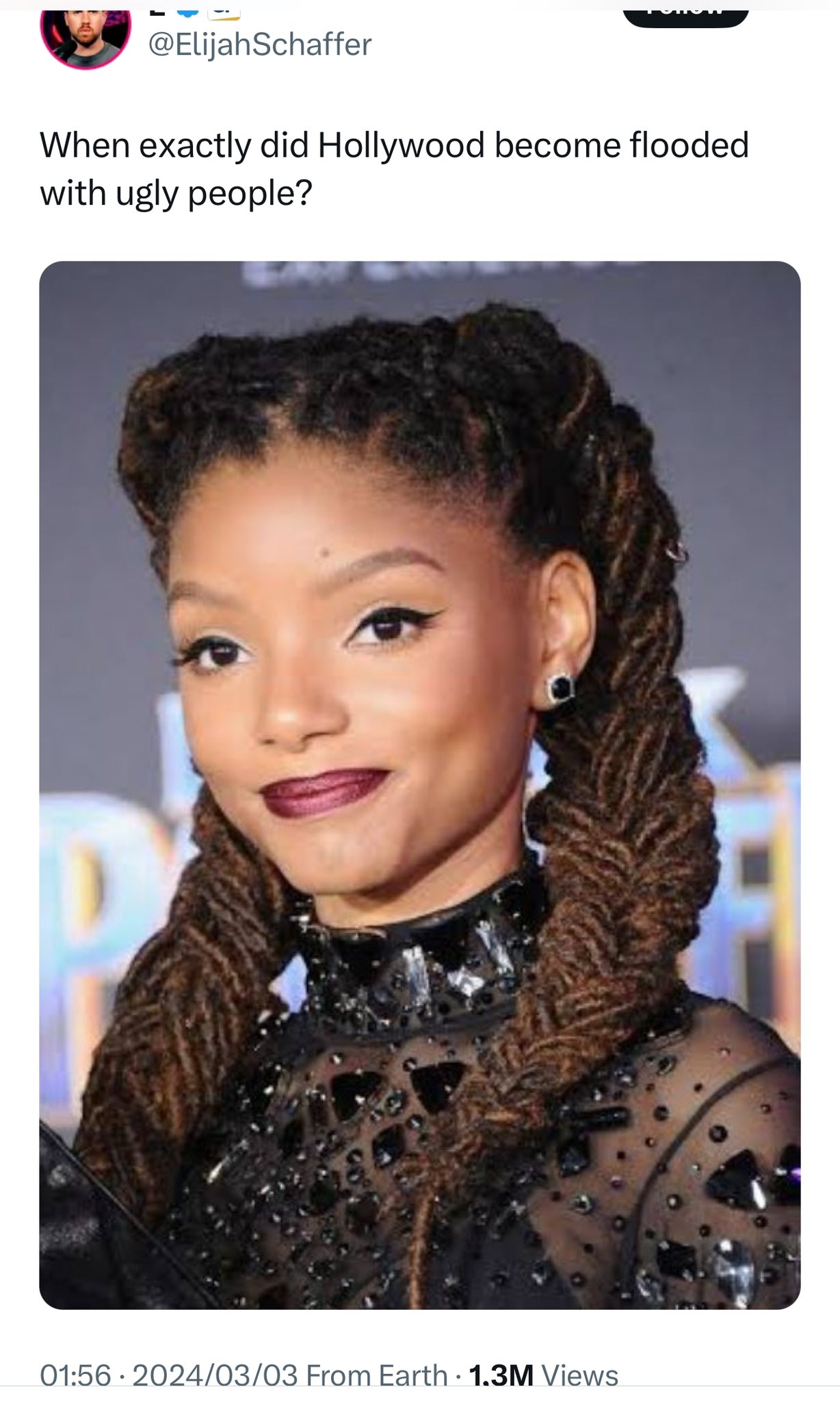 Podcaster calls actress Halle Bailey ugly then cries when his mother