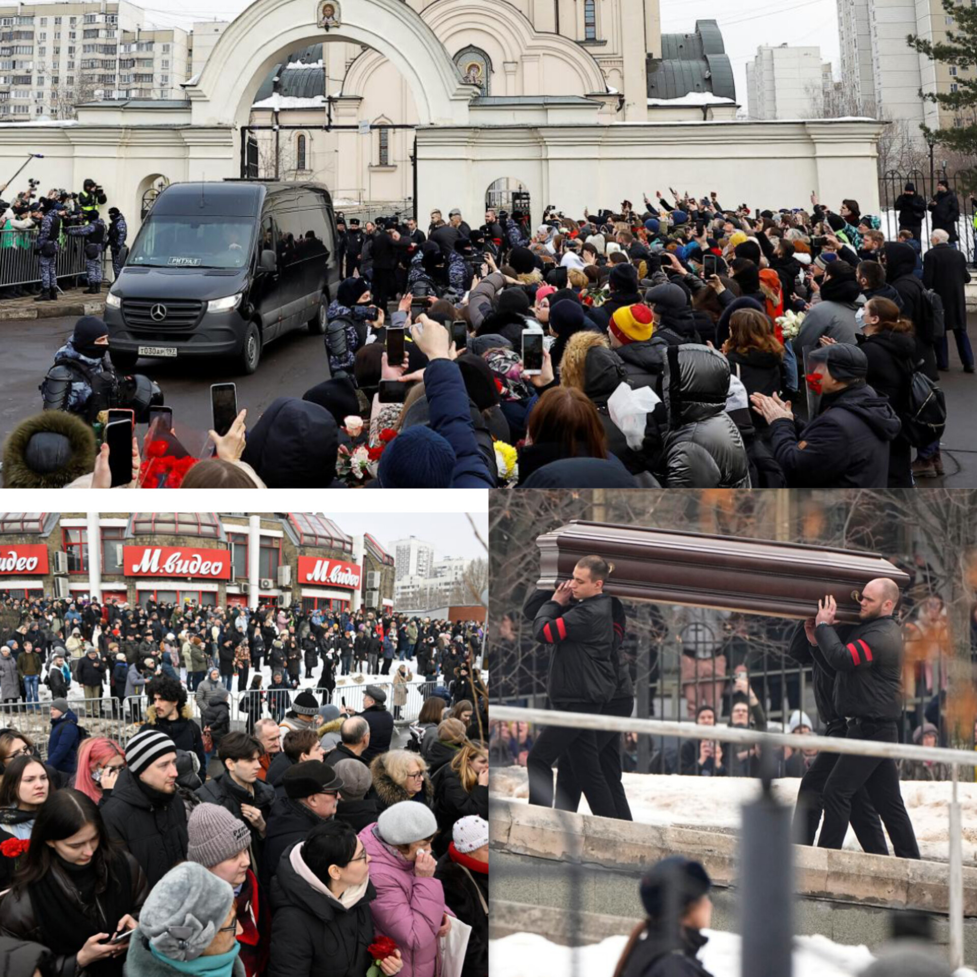 Thousands of supporters defy Putin to honor Russian opposition leader Alexei Navalny at his burial (photos/videos)