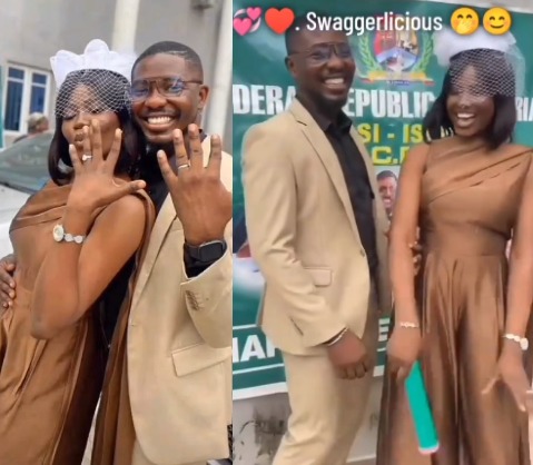 Nigerian woman basks in joy after getting married in a civil ceremony (video)