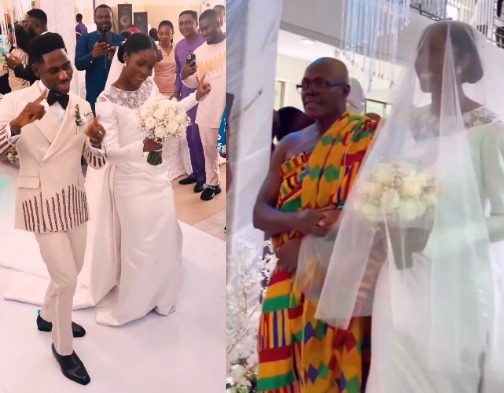 First photos and videos from the church wedding of gospel artiste, Moses Bliss, and his Ghanaian bride, Marie Wiseborn