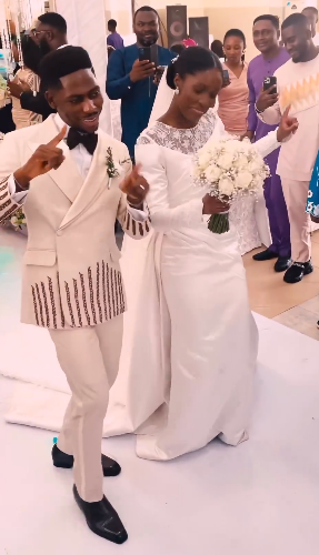 First photos and videos from the church wedding of gospel artiste, Moses Bliss, and his Ghanaian bride, Marie Wiseborn