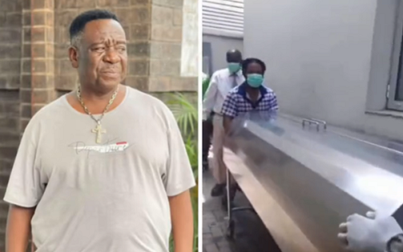 Mr. Ibu?s wife cries uncontrollably as his corpse is wheeled out of the morgue