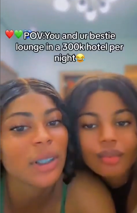 Two Nigerian ladies share video of them raiding a N300k per night hotel room they were lodged in