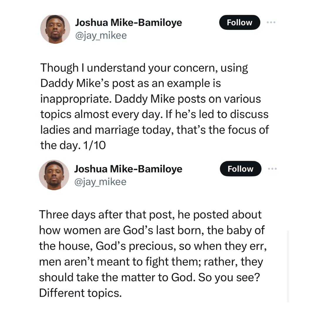 Clear the rage that?s veiling your eyes- Pastor Mike Bamiloye?s son tells Nigerian lady who criticized his father for his message on women and marriage