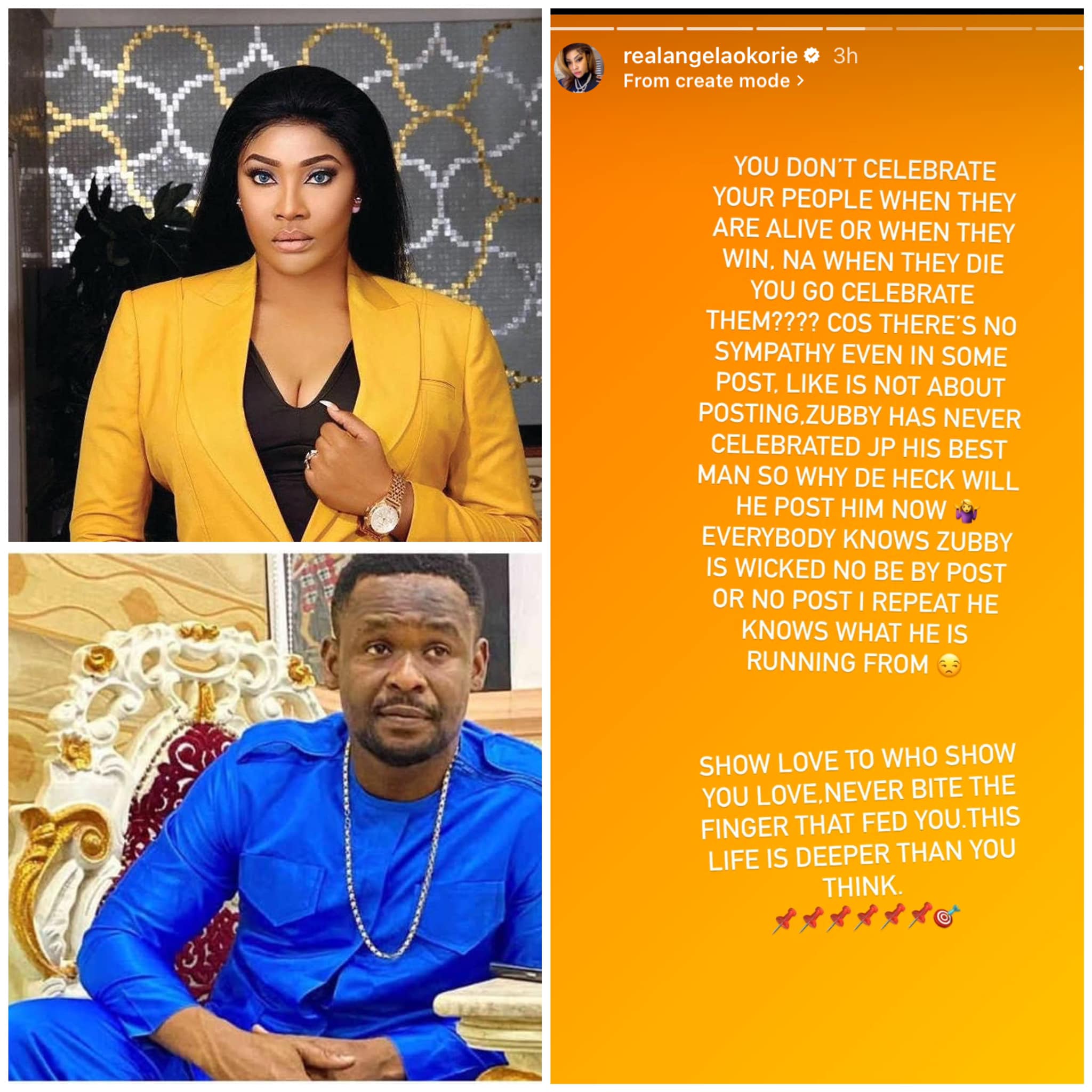 You don?t celebrate people when they are alive or when they win, everyone knows you?re wicked - Actress Angela Okorie drags colleague, Zubby Michael