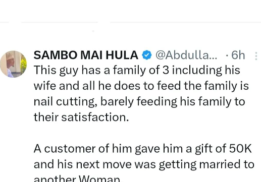 "Life of an average Hausa Man" - Man struggling to provide for his family marries another wife after receiving a monetary gift