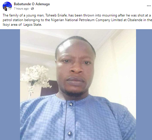 Man shot dead by police officer who tried to jump fuel queue in Lagos; police identifies officer responsible