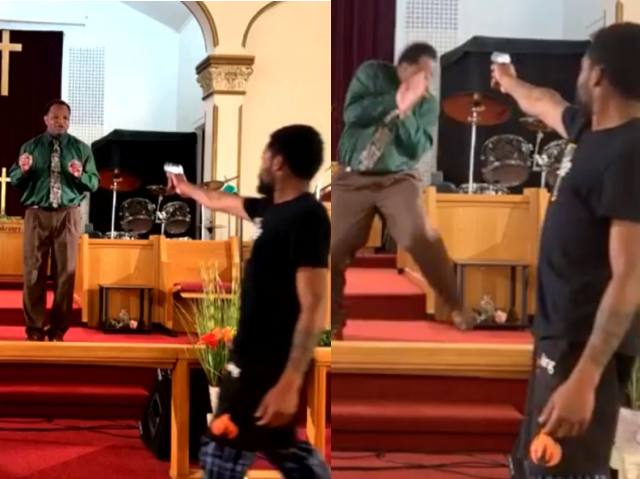 Church service comes to a halt as man pulls gun and attempts to shoot pastor (video)