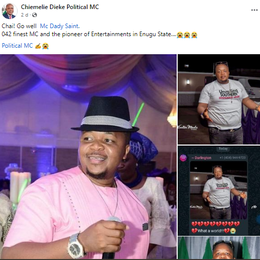 Popular MC, Dady Saints, dies on the day of his birthday party