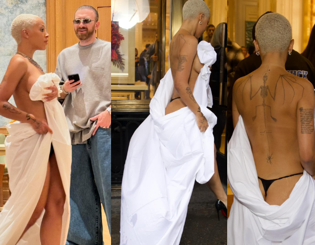 Doja Cat bares bum as she goes shopping in just thong and bedsheet hours before going to the Met Gala in a towel