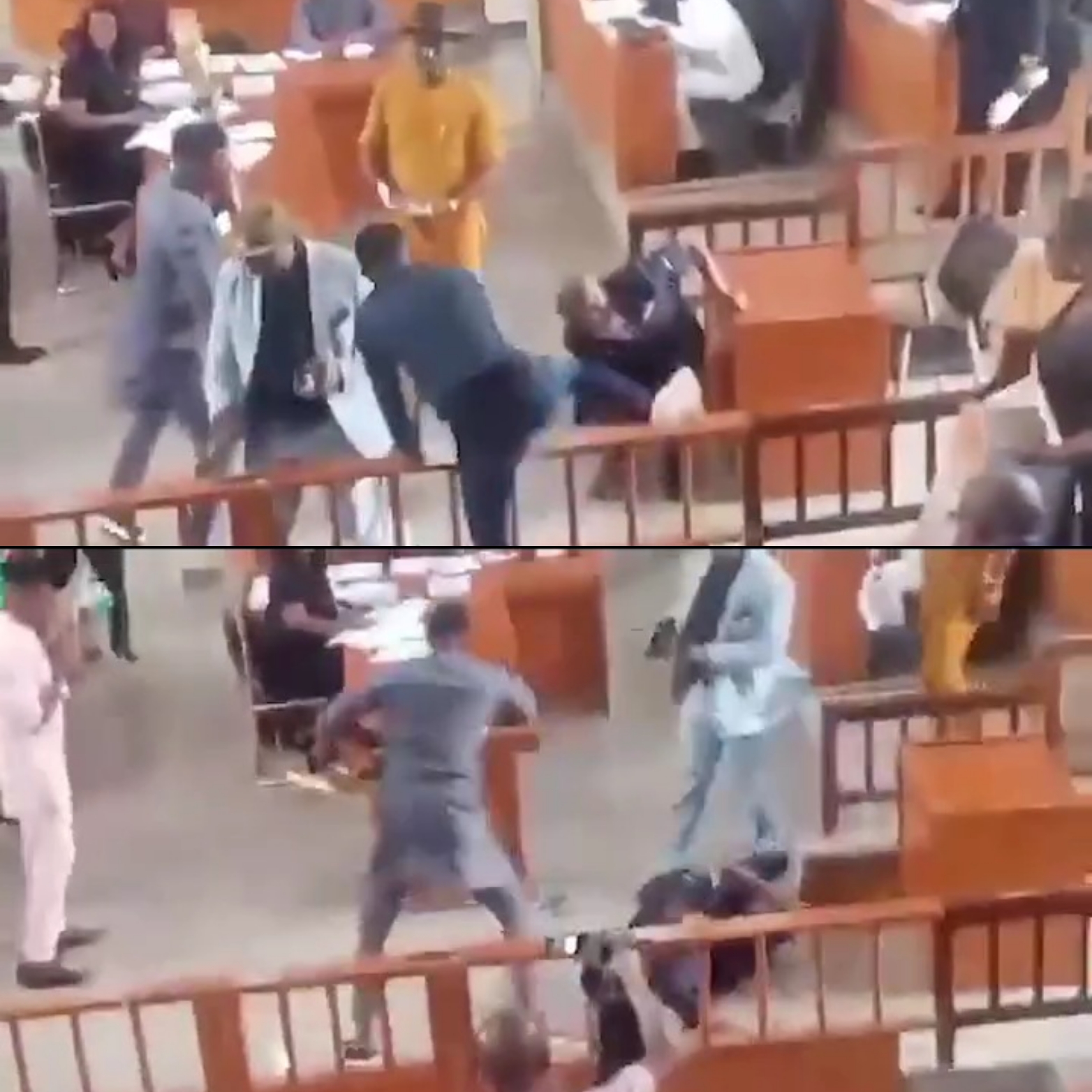 Moment lawmakers fight for mace in Cross River House of Assembly after Elvert Ayambem was impeached as speaker (video)