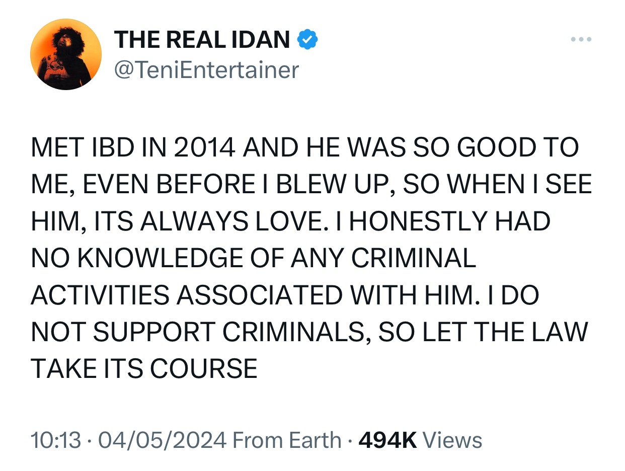 Singer Teni speaks after she was bashed for prostrating before socialite IBD Bende in an aircraft