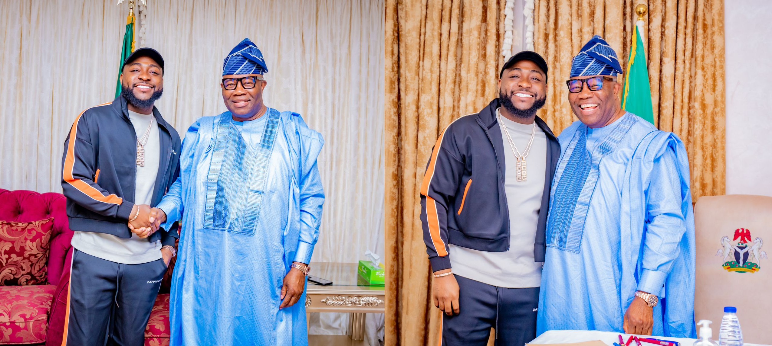 Akpabio receives Afrobeat star Davido on courtesy visit, tasks Nigerian Music artists on high ethics