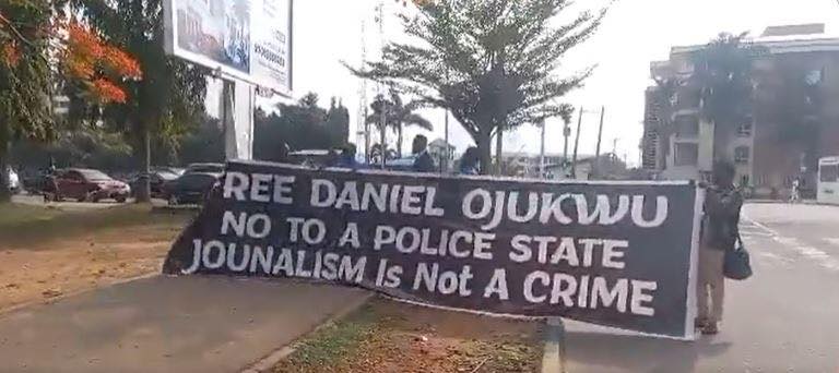 Alleged cyber crime: Groups storm police headquarters in Abuja, demand release of detained journalist, Daniel Ojukwu