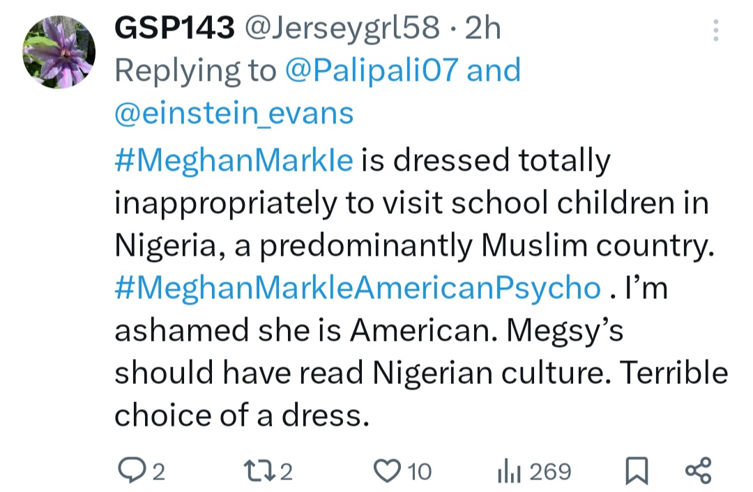 Meghan Markle called out for dressing "inappropriately" to visit a school in Nigeria