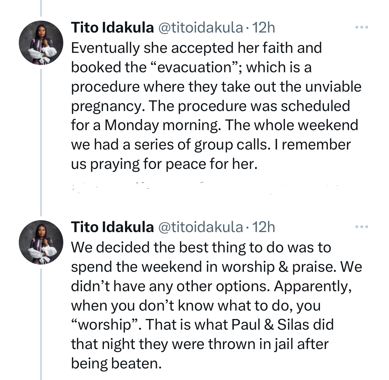 Tito Idakula testifies of how her sister almost had an evacuation six years ago after two hospitals claimed they couldn?t find a baby in her womb when she was pregnant