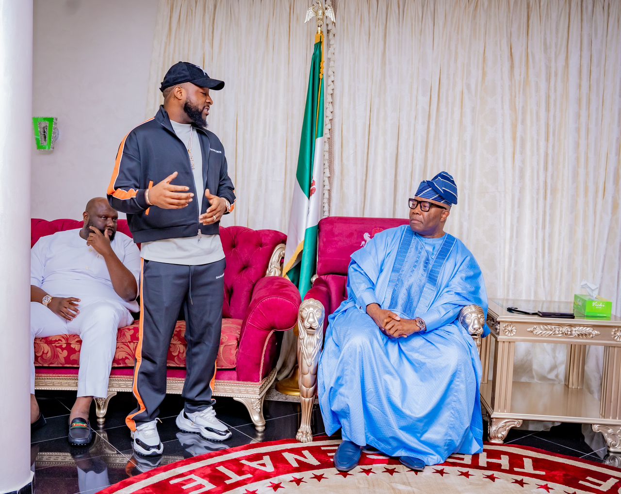 Akpabio receives Afrobeat star Davido on courtesy visit, tasks Nigerian Music artists on high ethics