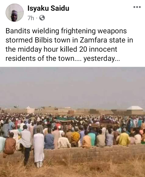 Bandits kill 20 people in Zamfara community