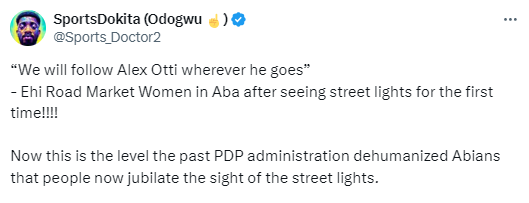 Nigerians react as Aba residents celebrate installation of streetlights on their road by the state govt (video)