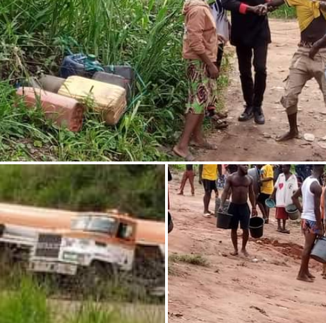 Residents ignore explosion threat, scoop fuel from fallen tanker in Edo