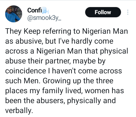 Growing up in three places, I saw women physically and verbally abuse their husbands  - Man decries stereotyping of Nigerian men as abusers