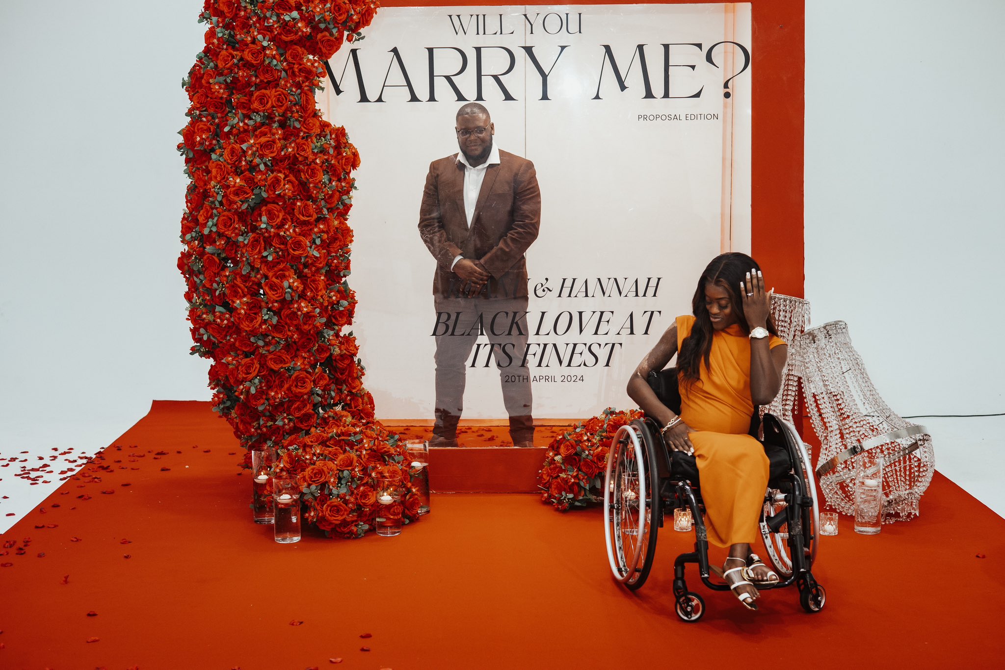 Beautiful moment man kneels to propose to his wheelchair-bound girlfriend