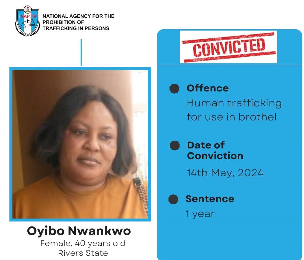 Woman sentenced to one year imprisonment for attempt to recruit two underage girls for prostitution in Rivers brothel