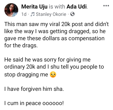 Is it for eba? - Nigerian lady calls out a man who gave her N20k that 