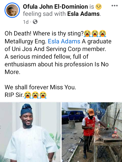 Friends and family mourn as Corps member dies in auto crash 6 days to his marriage introduction