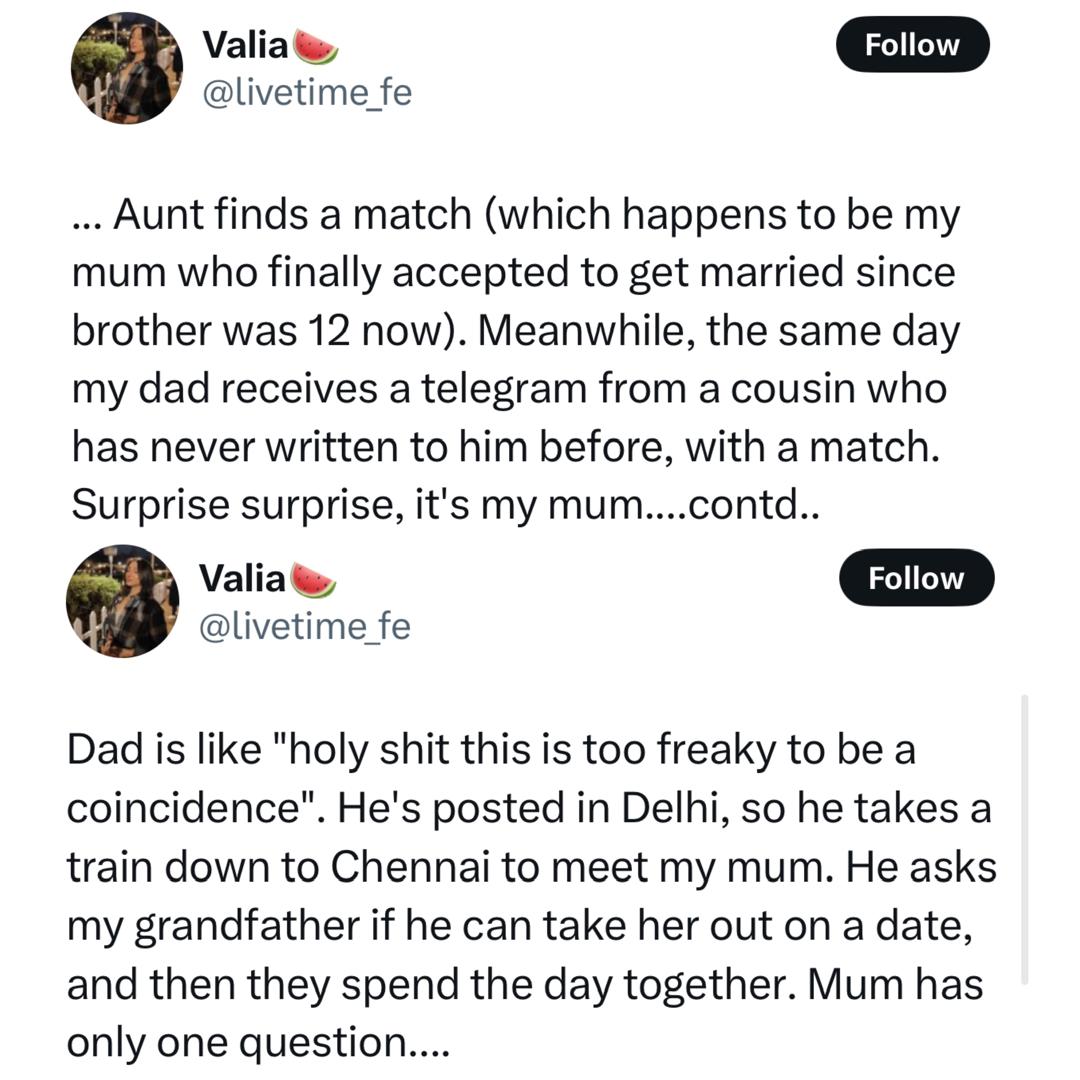 X-user shares heartwarming story about how her widowed mum met and married her single and never-been-married dad